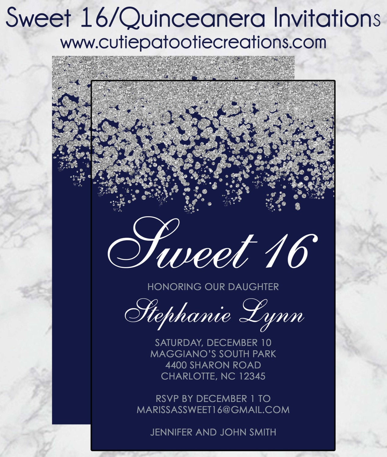 Best ideas about Sweet 16 Birthday Invitations
. Save or Pin Sweet 16 Birthday Invitations Quinceanera Invitation Navy Now.