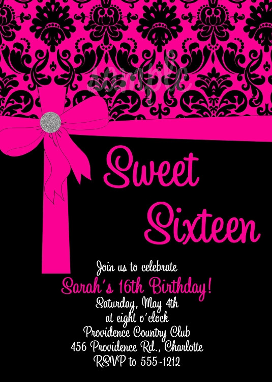Best ideas about Sweet 16 Birthday Invitations
. Save or Pin Pink & Black Sweet 16 Birthday Invitations Quinceanera Now.
