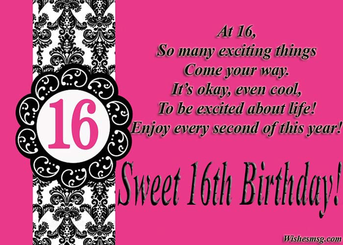 Best ideas about Sweet 16 Birthday Quotes
. Save or Pin 16th Birthday Wishes & Messages For Sweet Sixteen WishesMsg Now.
