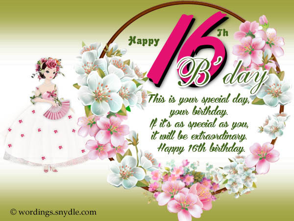 Best ideas about Sweet Sixteen Birthday Wish. Save or Pin 16th Birthday Wishes Messages and Greetings Wordings Now.