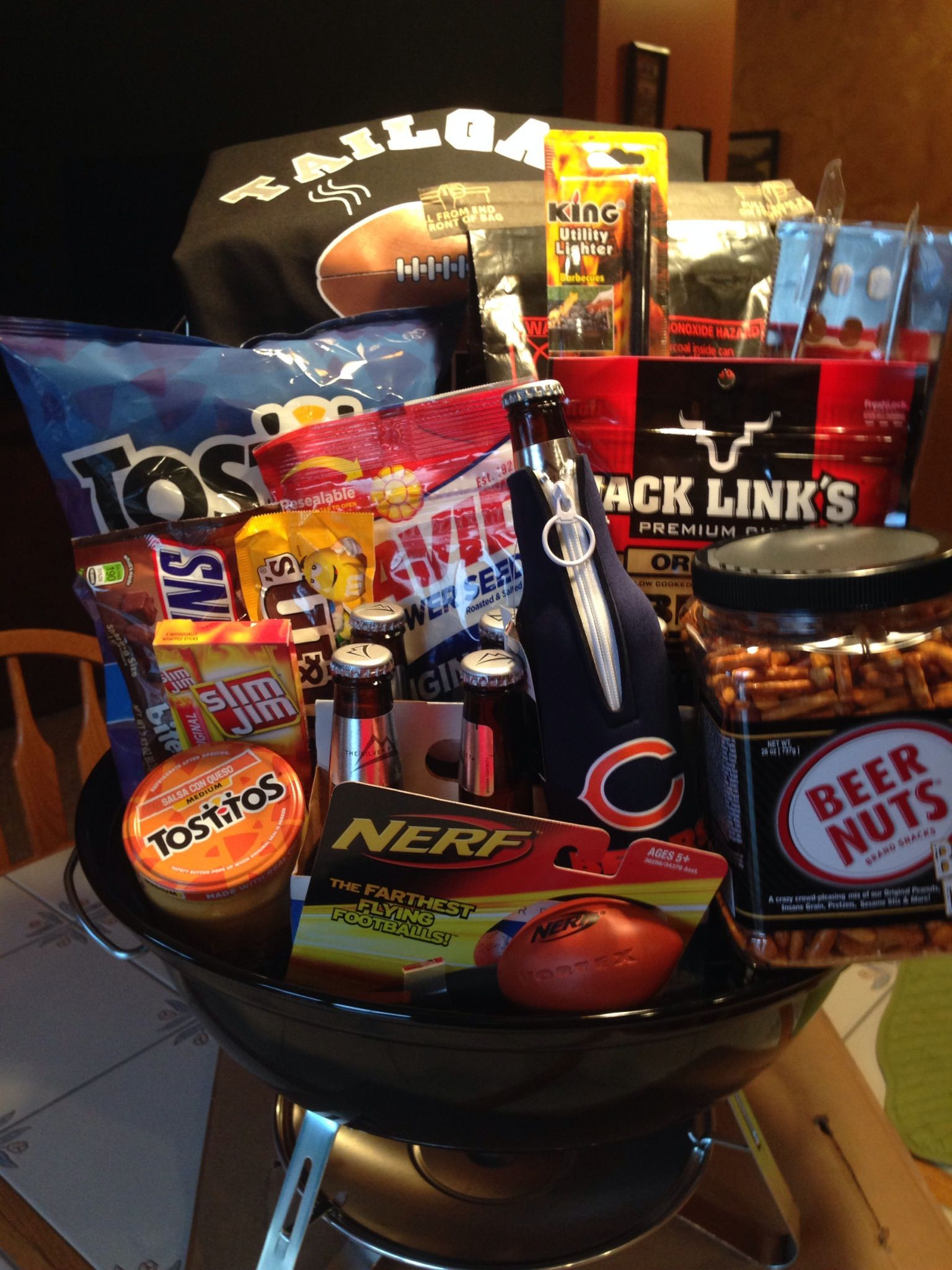 Best ideas about Tailgating Gift Ideas
. Save or Pin Gift basket for fundraiser Tailgate basket Now.