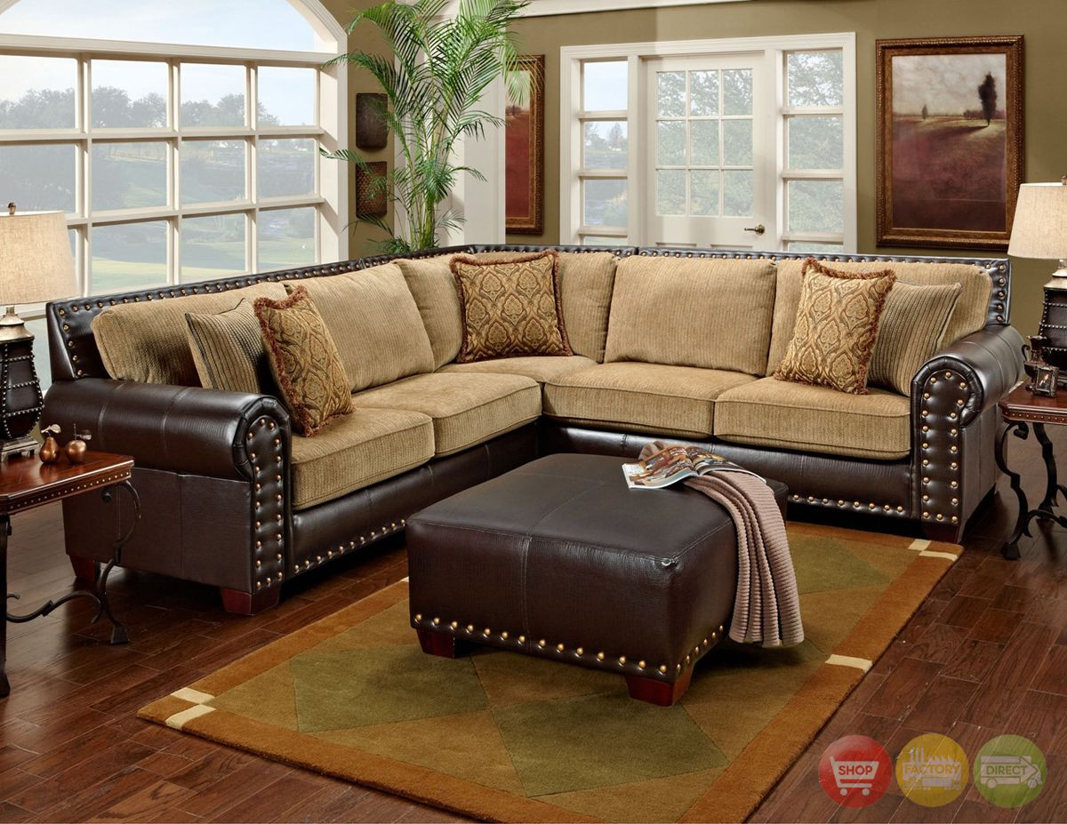 Best ideas about Tan Sectional Sofa
. Save or Pin Traditional Brown & Tan Sectional Sofa W Nailhead Accents Now.