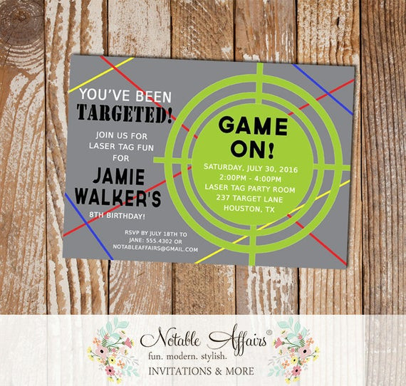 Best ideas about Target Birthday Invitations
. Save or Pin Laser Tag Tar Laser War Invitation Horizontal Nerf Now.