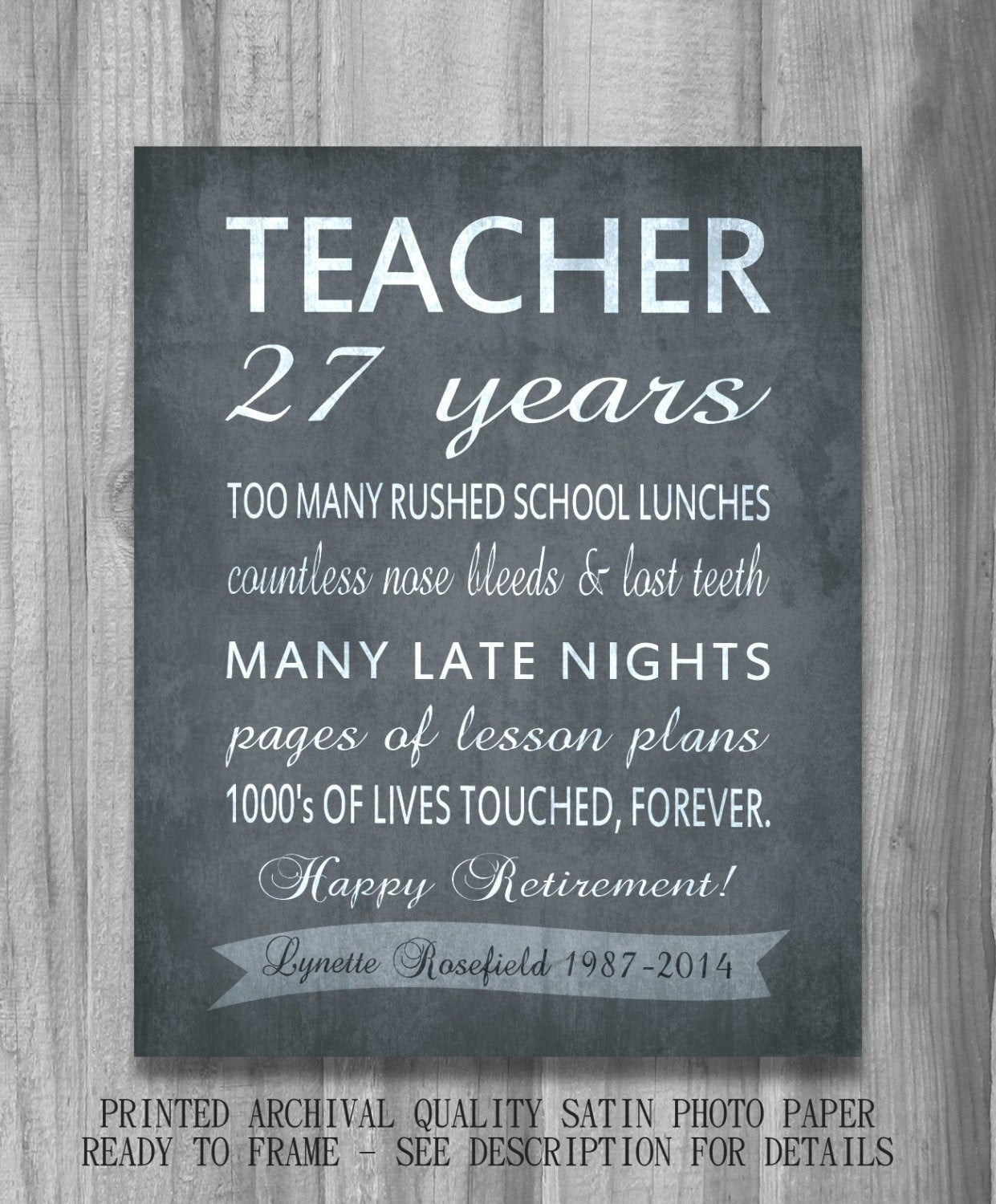 Best ideas about Teachers Retirement Gift Ideas
. Save or Pin Teacher RETIREMENT Gift Personalized Inpirational Print Now.