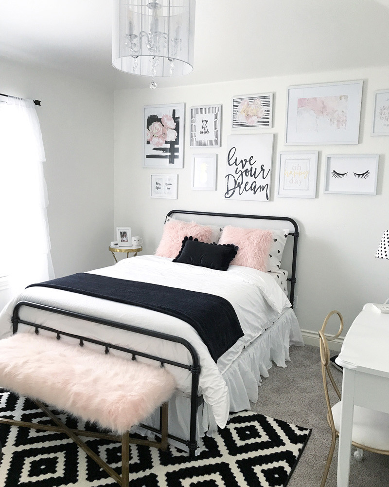 Best ideas about Teen Bedroom Decor
. Save or Pin Black and blush pink girls room decor Black and white Now.