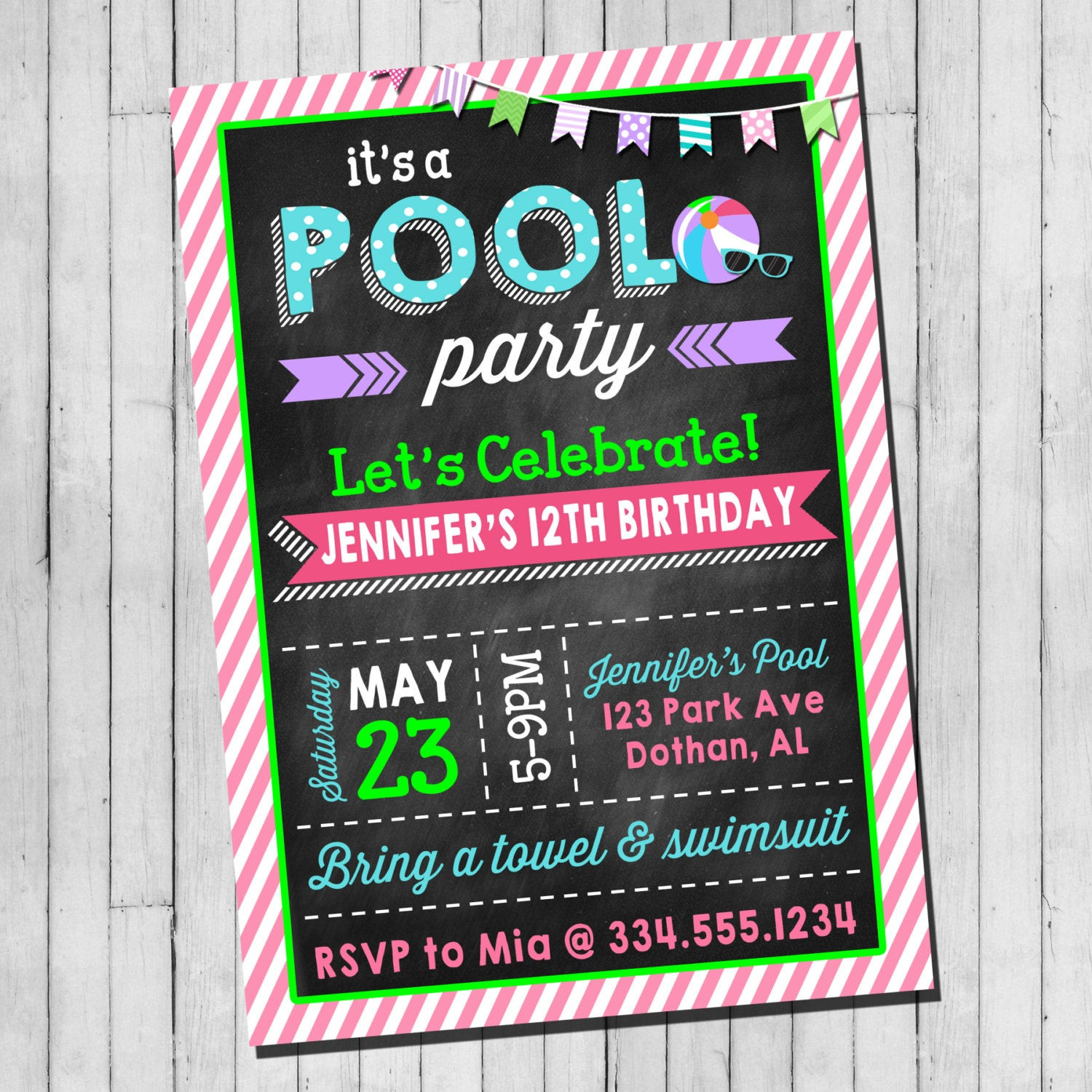 Best ideas about Teenage Birthday Party Invitations
. Save or Pin Pool Party Birthday Invitation Girl Teen Pool Party Beach Now.