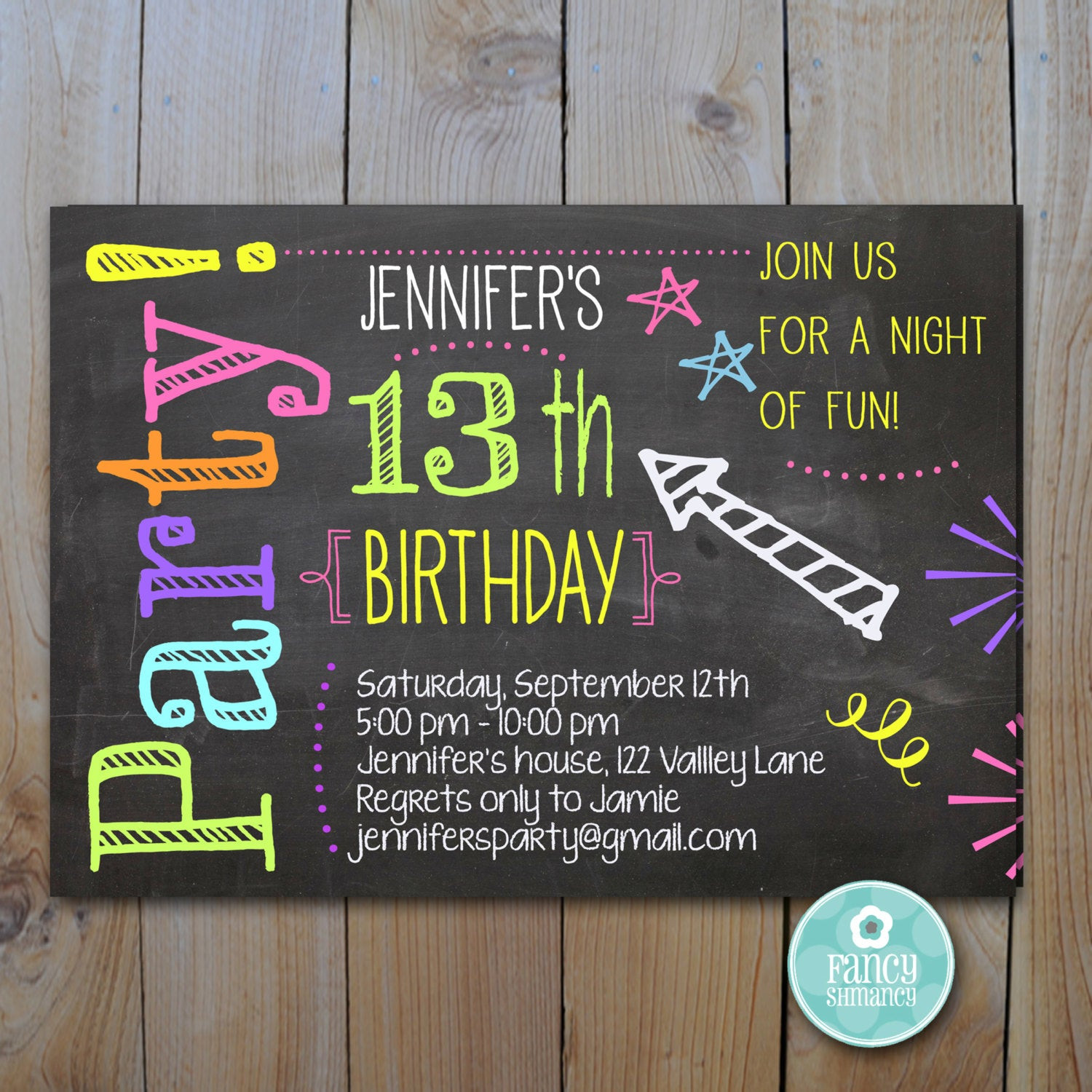 Best ideas about Teenage Birthday Party Invitations
. Save or Pin Chalkboard Invitation Teen Birthday Neon Colors Laser Tag Now.