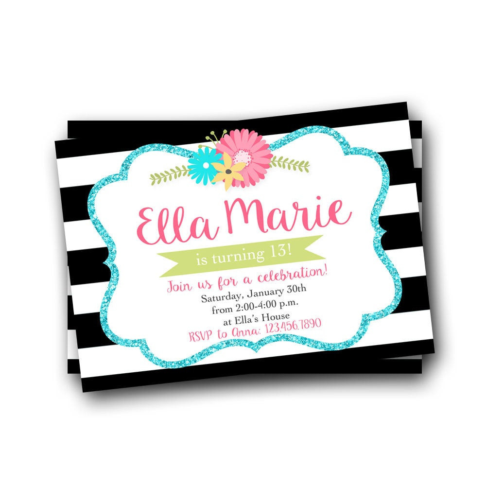 Best ideas about Teenage Birthday Party Invitations
. Save or Pin Teen Birthday Invitation Teen Girl Invitation 13th Birthday Now.