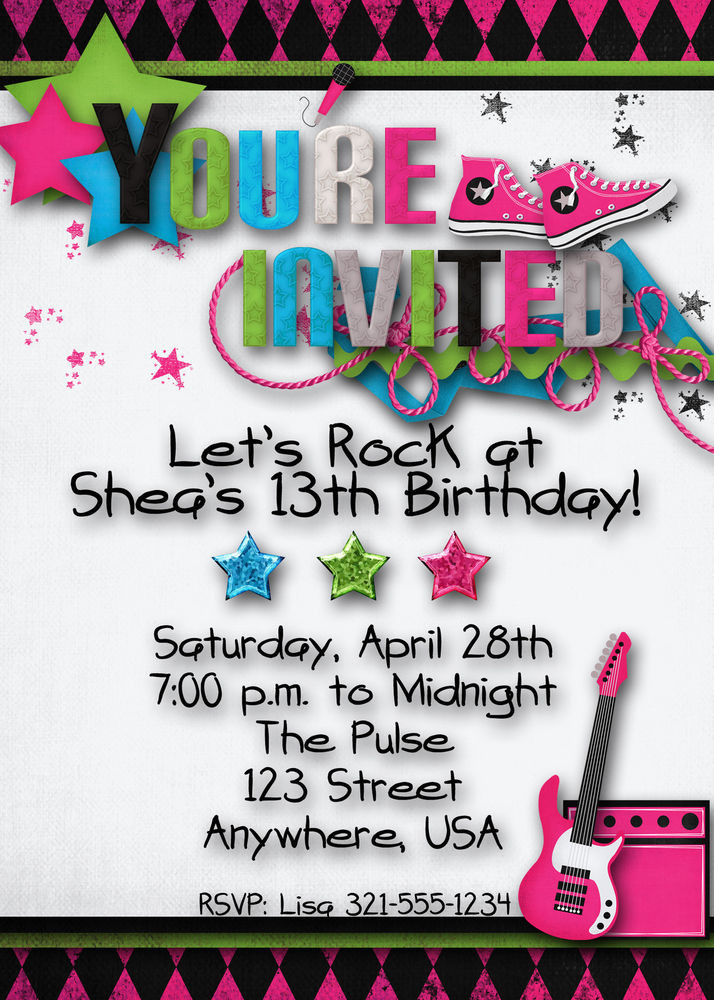 Best ideas about Teenagers Birthday Invitations
. Save or Pin Rock Star Birthday Party Invitation Girl Teen Hip Hop Now.