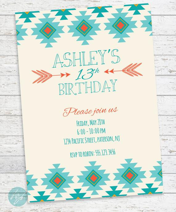 Best ideas about Teenagers Birthday Invitations
. Save or Pin Tribal Aztec Birthday Invitation Printable Tribal by Now.