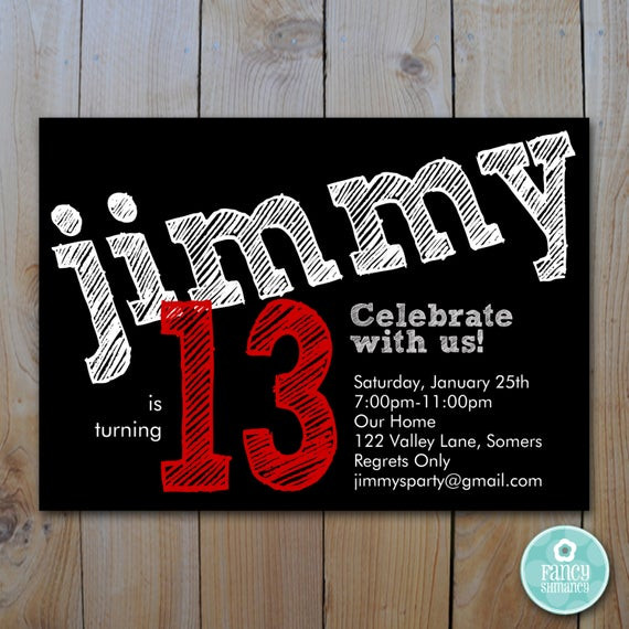 Best ideas about Teenagers Birthday Invitations
. Save or Pin Teen Boy s Birthday Invitation Red Chalk lettering Now.