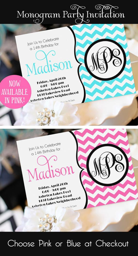 Best ideas about Teenagers Birthday Invitations
. Save or Pin Teen Girl Birthday Invitation Monogram Birthday Invitation Now.