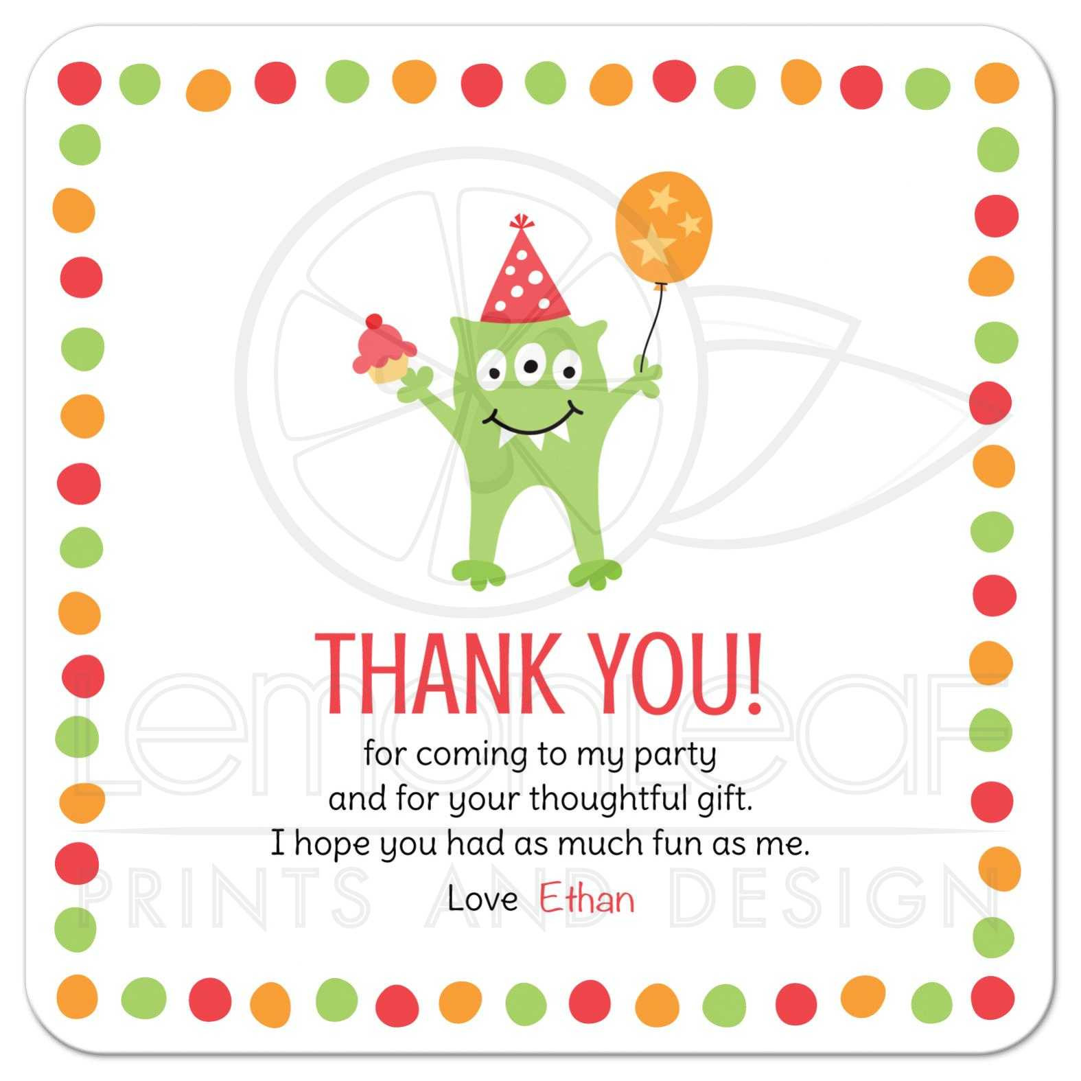 Best ideas about Thank You Message For Birthday Party
. Save or Pin Monster with three eyes balloon and party hat birthday Now.