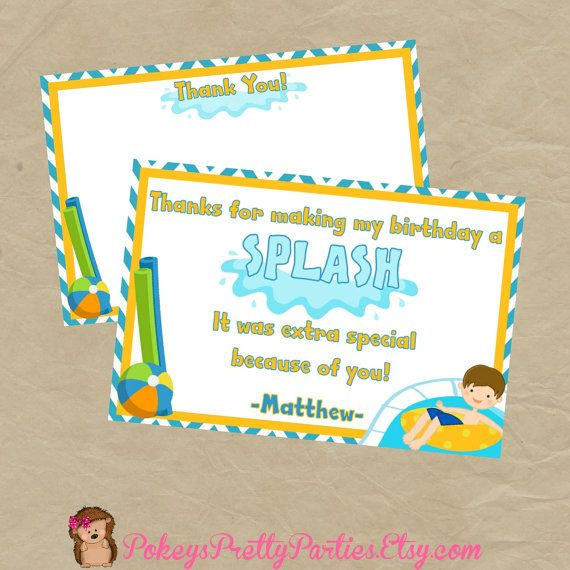 Best ideas about Thank You Note For Birthday Party
. Save or Pin Personalized Boys Swimming Pool Birthday Party THANK YOU Now.
