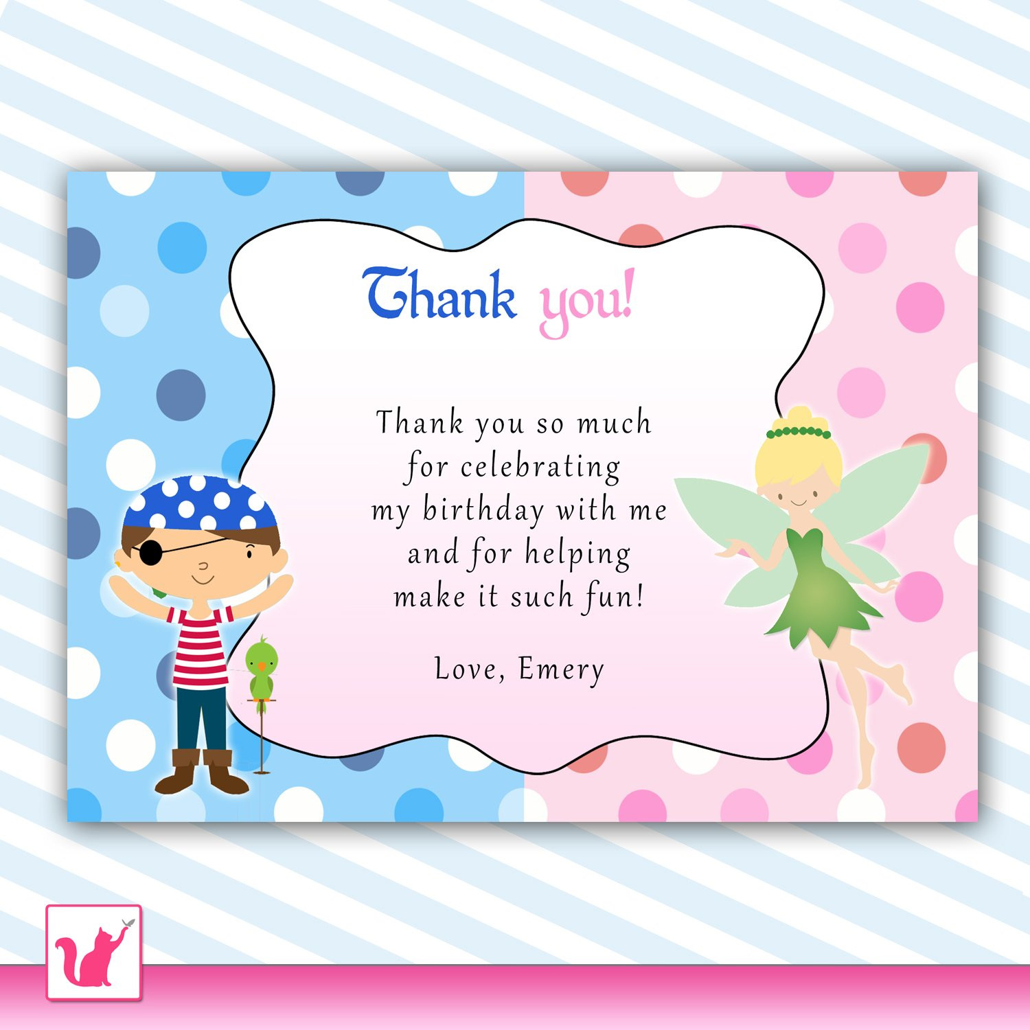 Best ideas about Thank You Note For Birthday Party
. Save or Pin Printable Pirate Fairy Pixie Princess Birthday Party Thank Now.