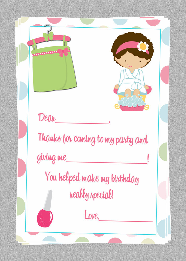 Best ideas about Thank You Note For Birthday Party
. Save or Pin Custom Spa Birthday Thank You Notes DIY Printable File Now.