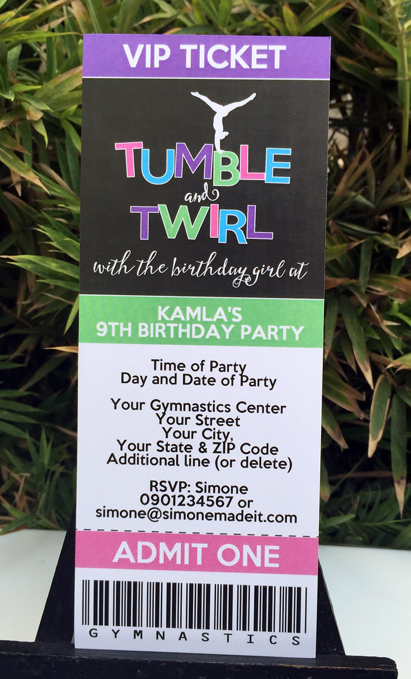 Best ideas about Ticket Birthday Invitations
. Save or Pin Gymnastics Birthday Party Theme Printables Now.