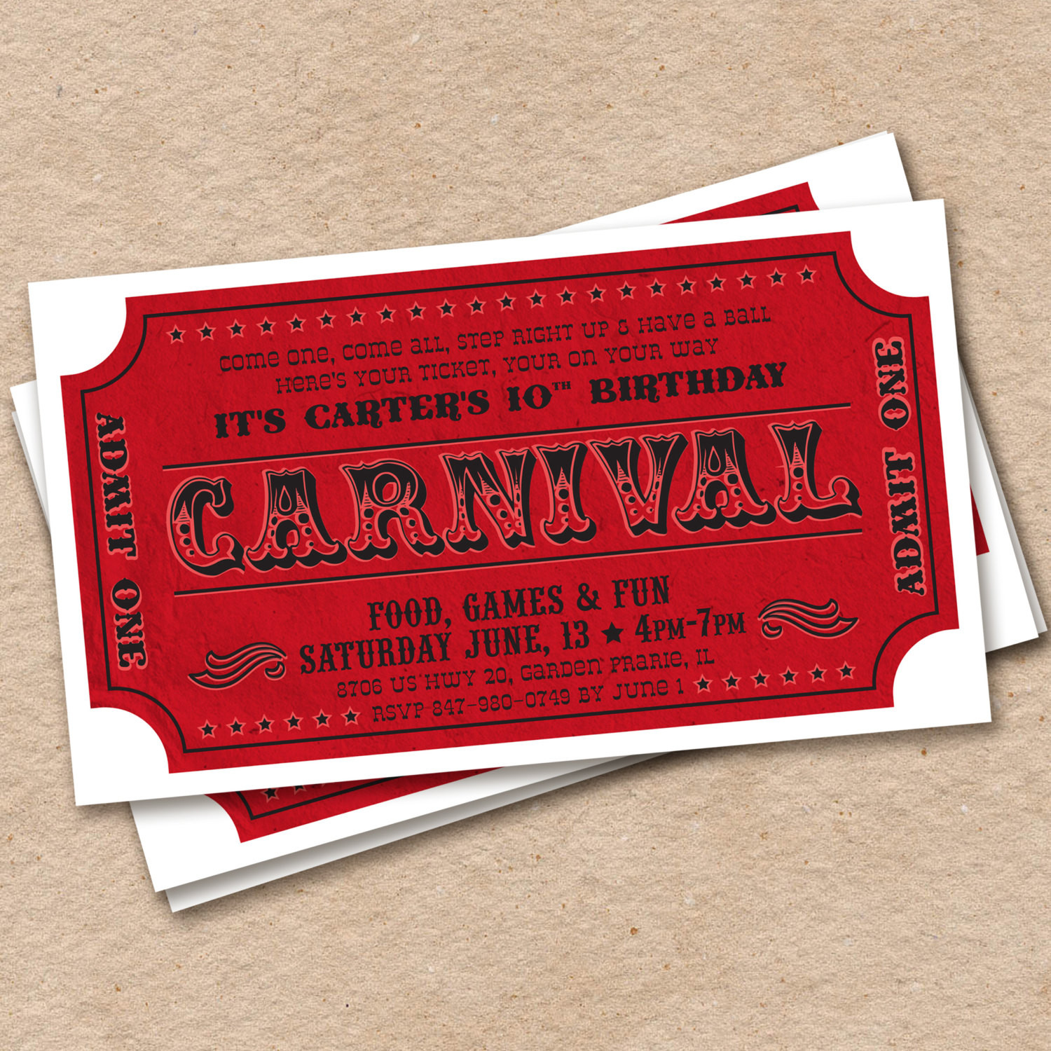 Best ideas about Ticket Birthday Invitations
. Save or Pin Printable Carnival Ticket Invitation Circus Birthday Party Now.