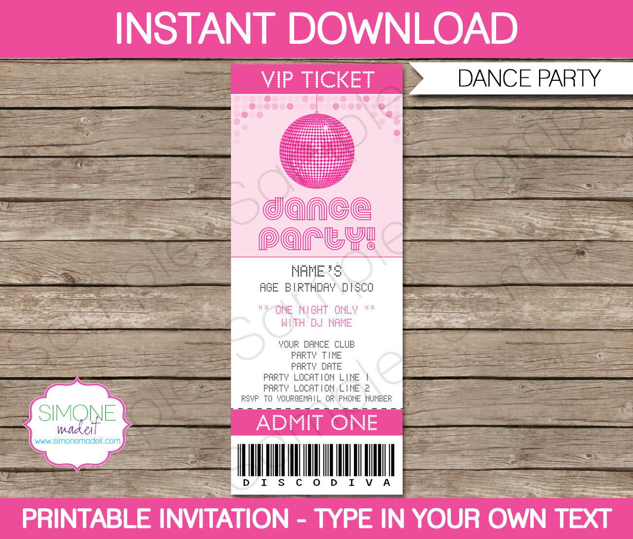 Best ideas about Ticket Birthday Invitations
. Save or Pin Dance Party Ticket Invitation Template Birthday Party Now.