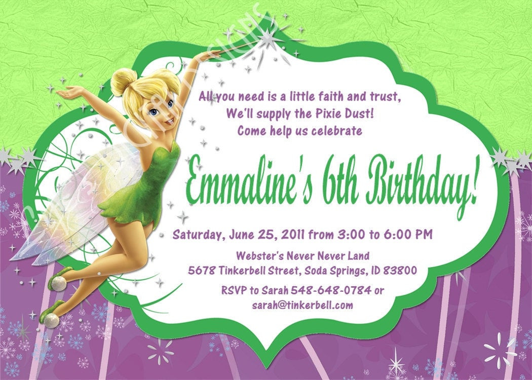 Best ideas about Tinkerbell Birthday Invitations
. Save or Pin Tinkerbell Birthday Invitation Option Customizable Now.