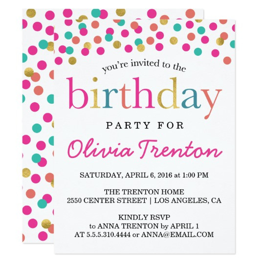 Best ideas about Toddlers Birthday Invitations
. Save or Pin Colorful Confetti Kids Birthday Party Invitations Now.