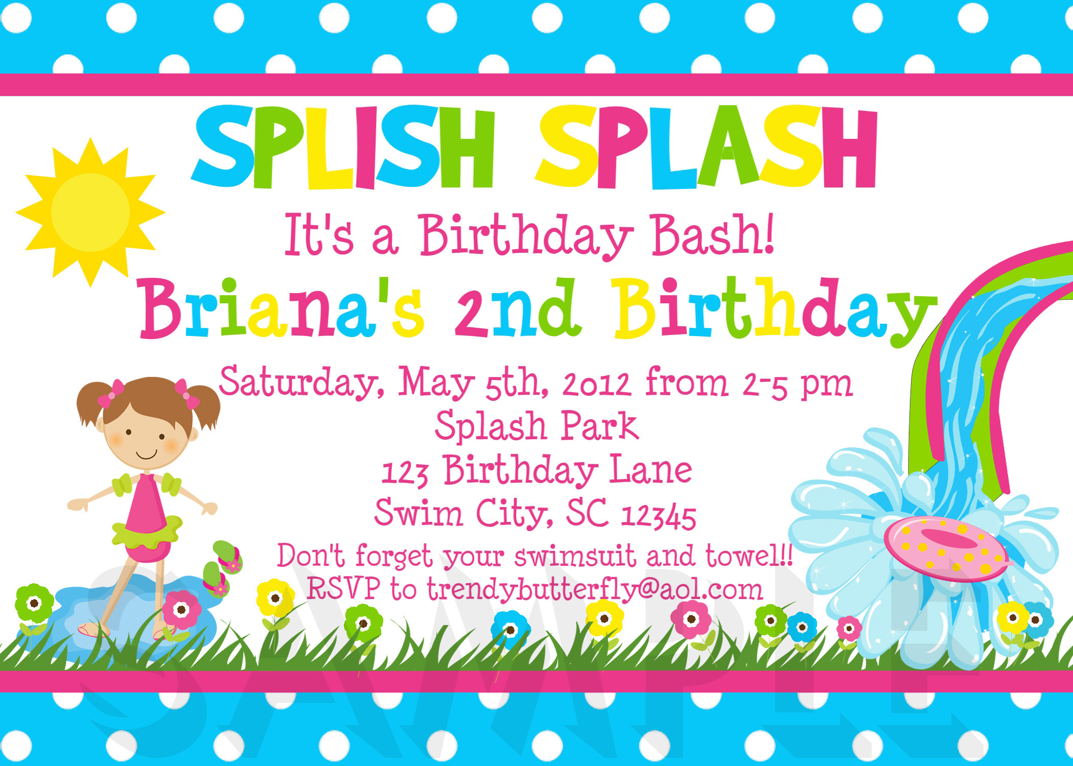 Best ideas about Toddlers Birthday Invitations
. Save or Pin Birthday Invitations Girls Water Splish Splash Party Now.