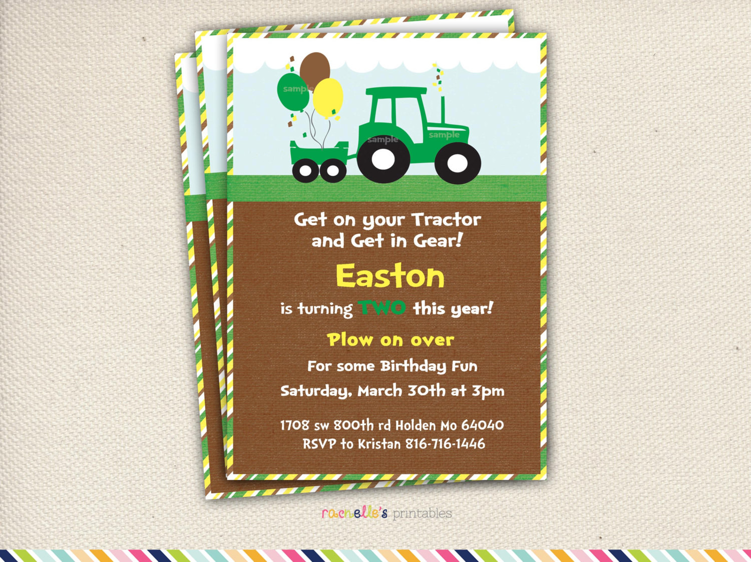 Best ideas about Tractor Birthday Invitations
. Save or Pin Green Tractor Birthday Party Invite and Thank you Cards Now.