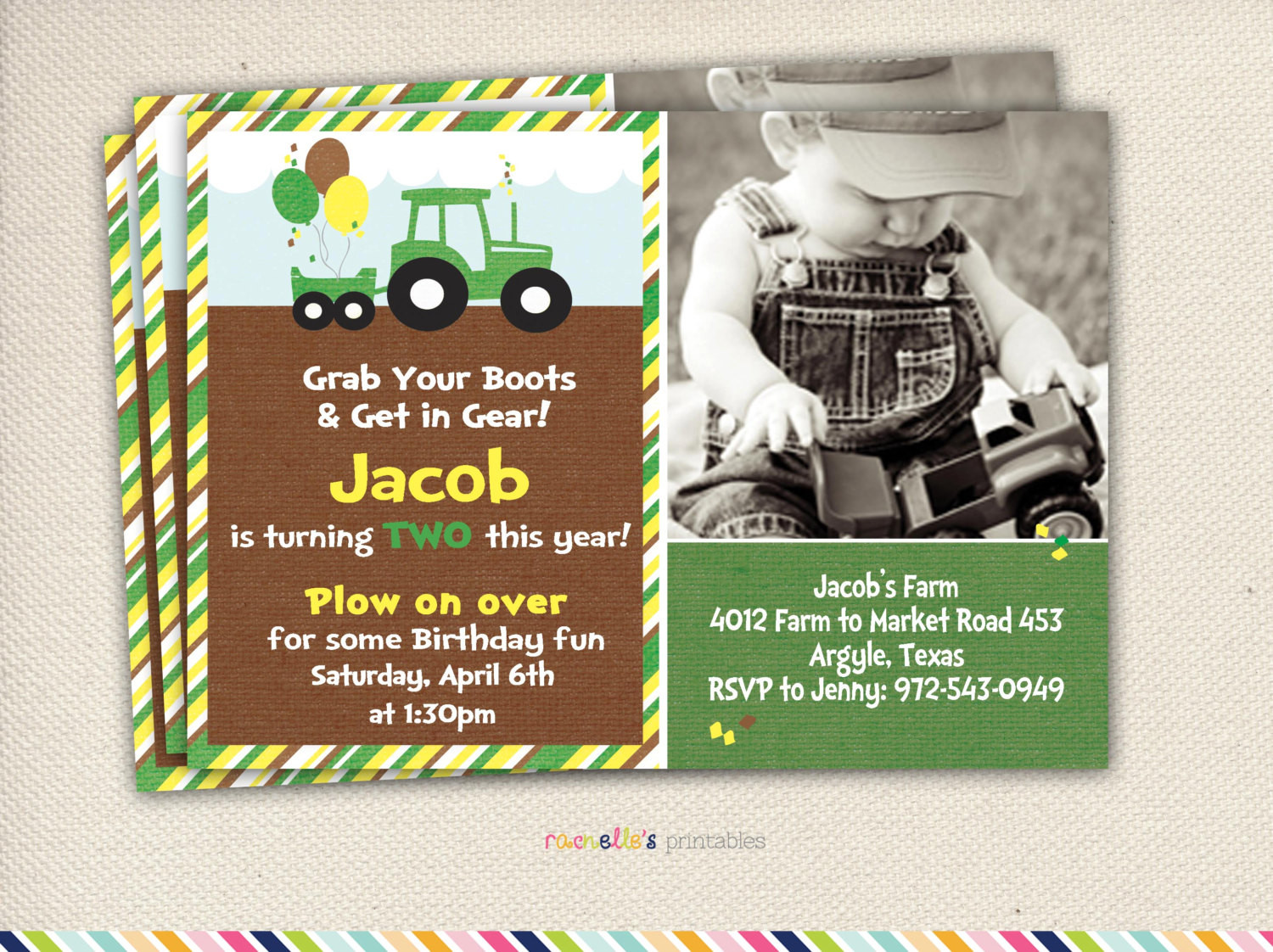 Best ideas about Tractor Birthday Invitations
. Save or Pin Green Tractor Birthday Party Invite and by RachellesPrintables Now.