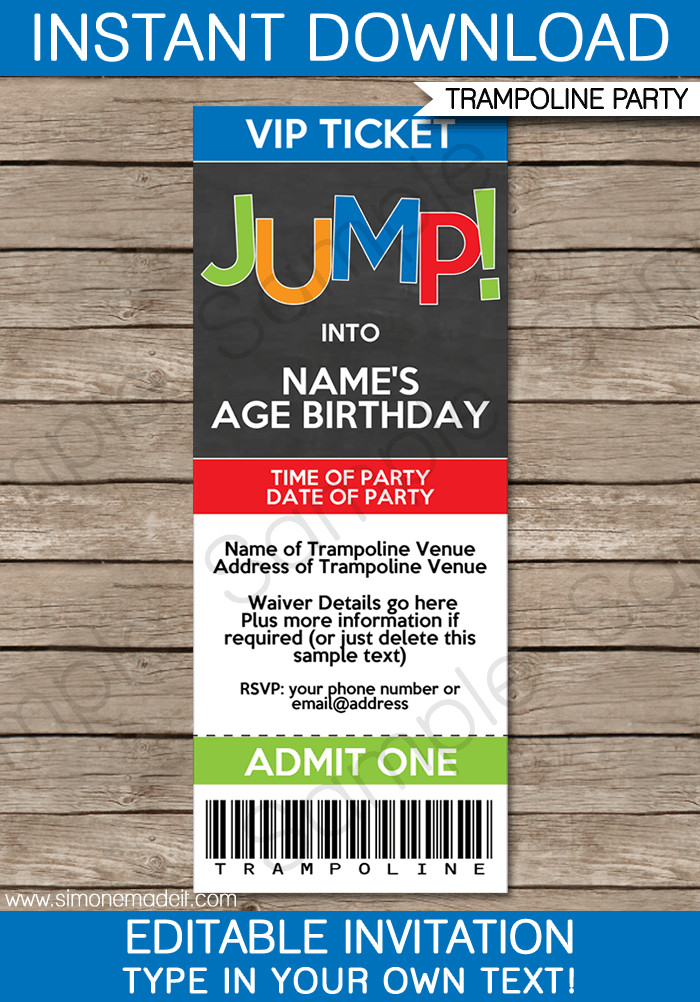 Best ideas about Trampoline Birthday Invitations
. Save or Pin Trampoline Party Ticket Invitations Now.