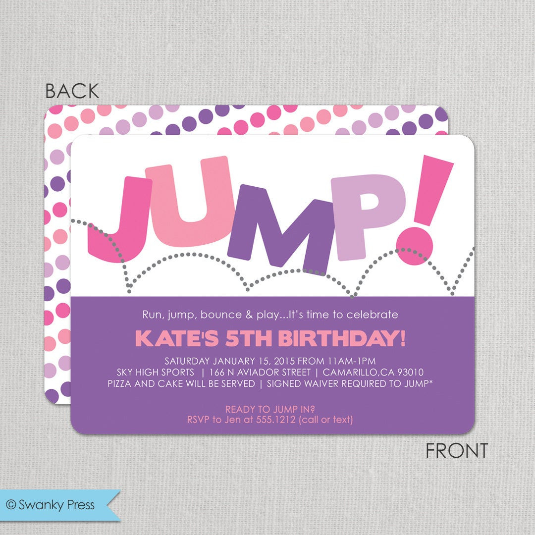 Best ideas about Trampoline Birthday Invitations
. Save or Pin Trampoline Birthday Party Invitation for girls Pump It Up Now.