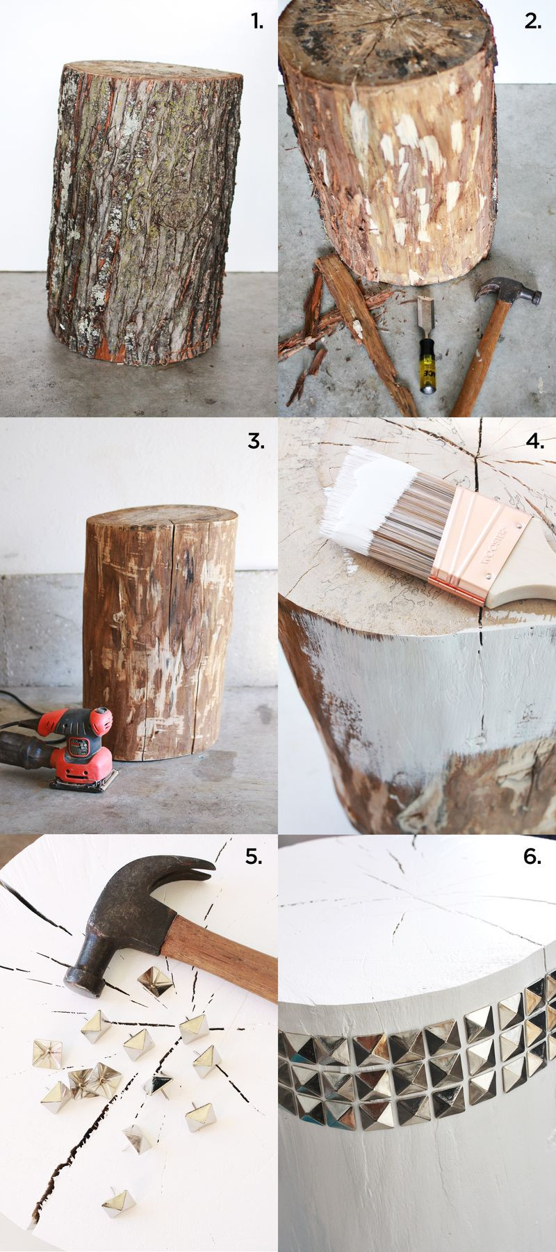 Best ideas about Tree Stump Side Table DIY
. Save or Pin DIY Studded Tree Stump Side Table – A Beautiful Mess Now.