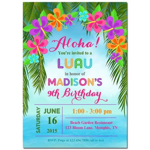 Best ideas about Tropical Birthday Invitations
. Save or Pin Luau Invitation Printable or Printed with FREE SHIPPING Now.