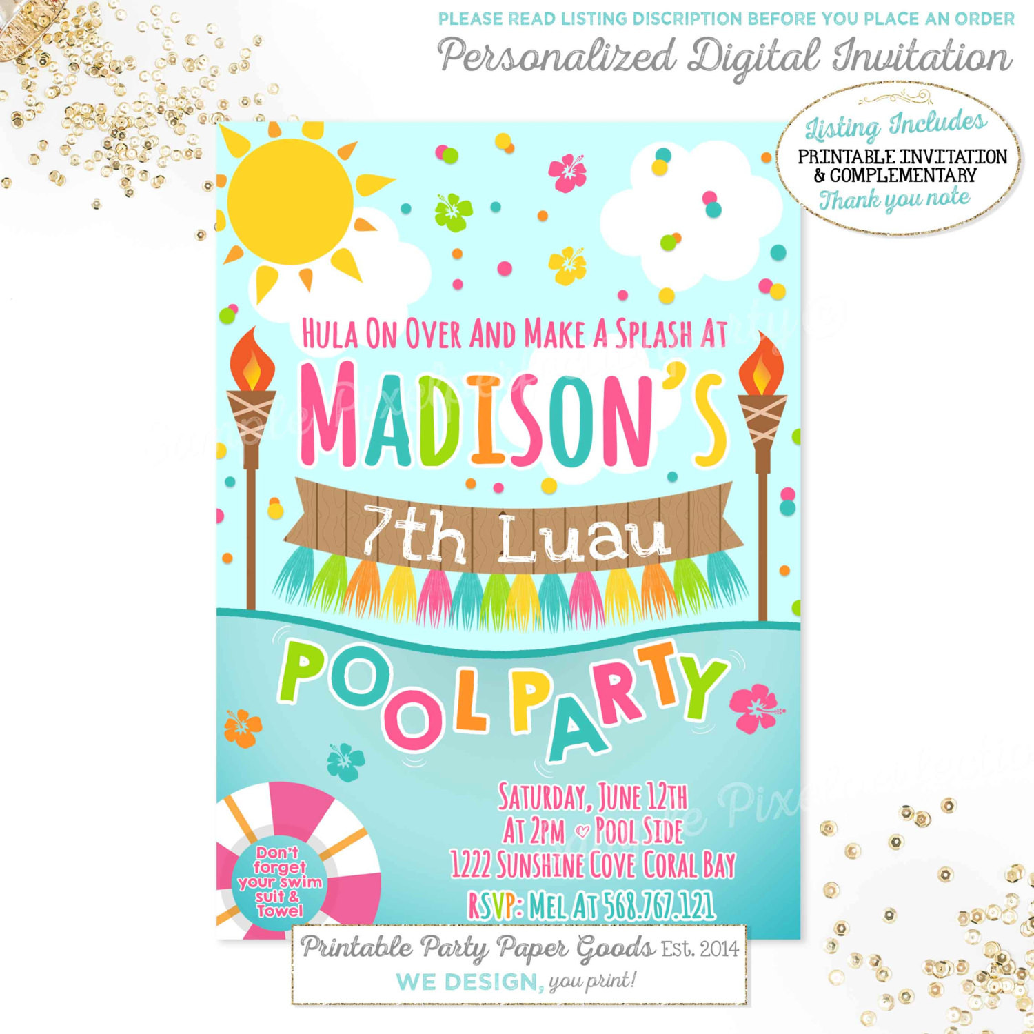 Best ideas about Tropical Birthday Invitations
. Save or Pin Luau Pool Party Invitation Luau Birthday Invitation Luau Pool Now.