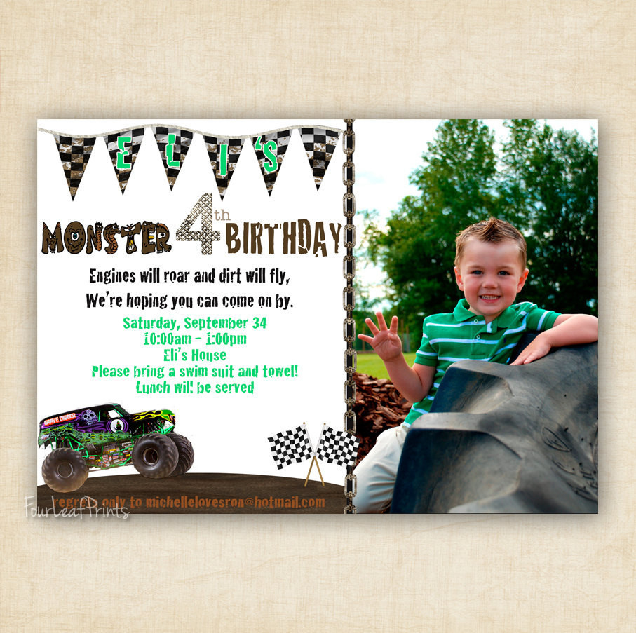 Best ideas about Truck Birthday Invitations
. Save or Pin Monster Truck Birthday Invitation Printable by FourLeafPrints Now.