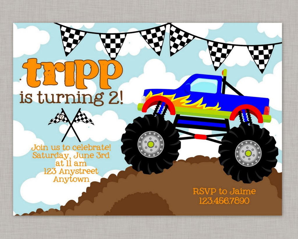 Best ideas about Truck Birthday Invitations
. Save or Pin Monster Truck Invitation Monster Truck Birthday Monster Now.