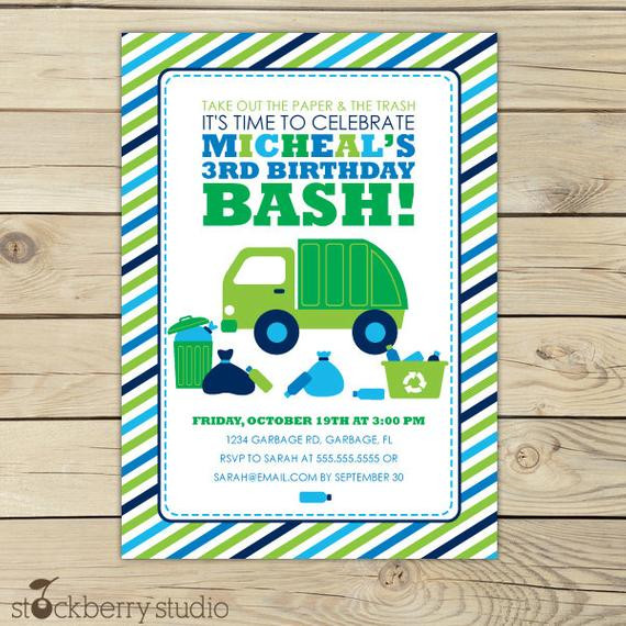 Best ideas about Truck Birthday Invitations
. Save or Pin Garbage Truck Birthday Invitation Printable Boy Birthday Now.