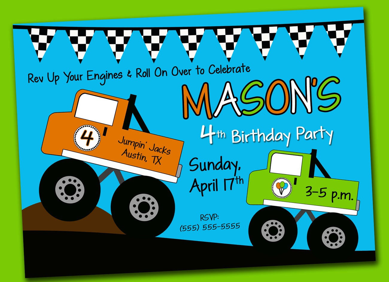 Best ideas about Truck Birthday Invitations
. Save or Pin Printable Digital Monster Truck Birthday Party Invitation Now.