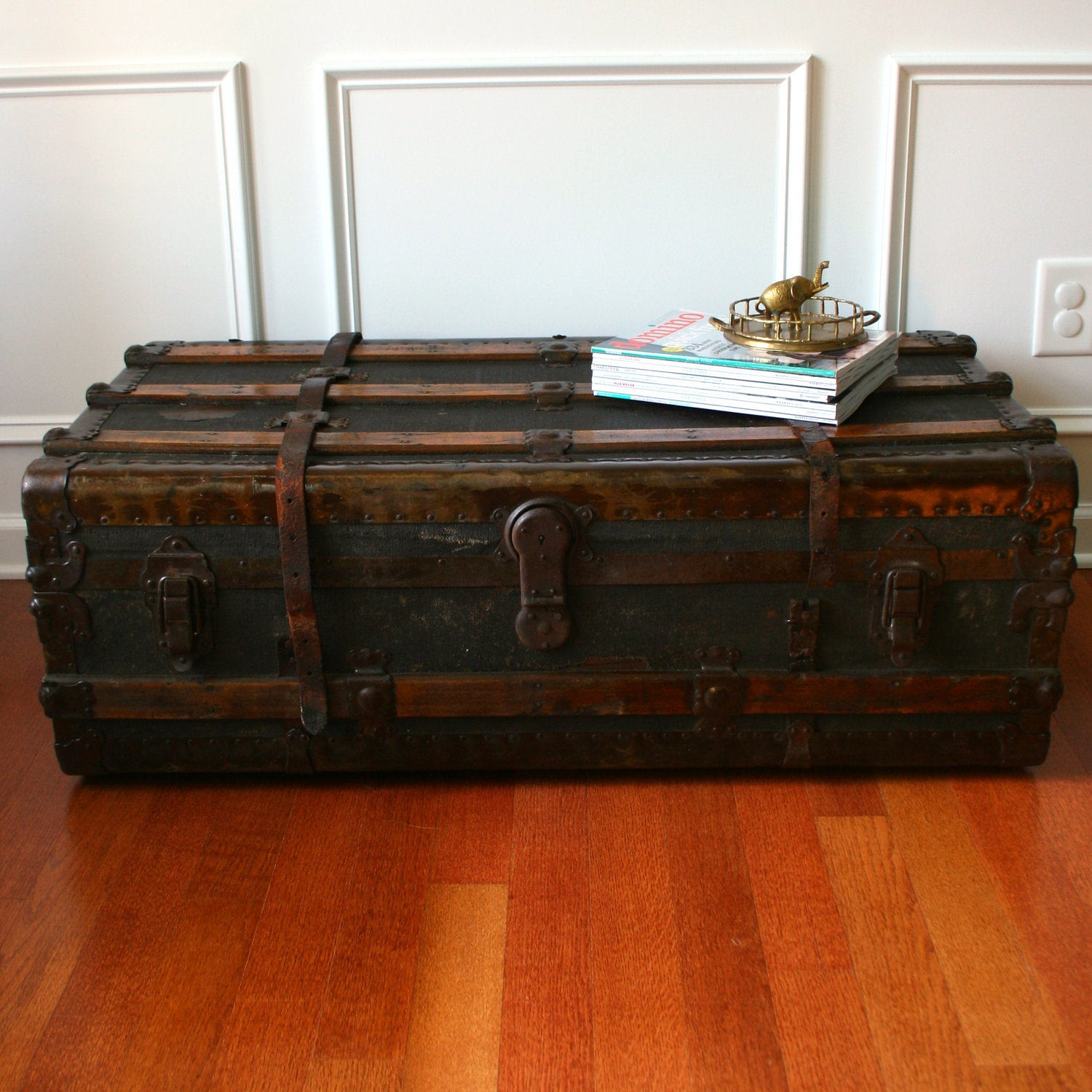 Best ideas about Trunk Coffee Table
. Save or Pin Huge Antique Steamer Trunk Coffee Table Flat Top Canvas Now.