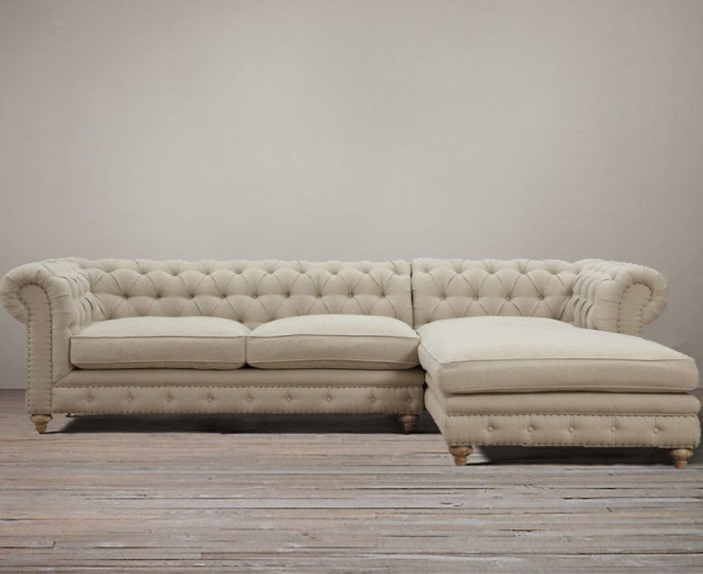 Best ideas about Tufted Sectional Sofa With Chaise
. Save or Pin Chesterfield Deconstructed Down Linen Tufted Sectional Now.