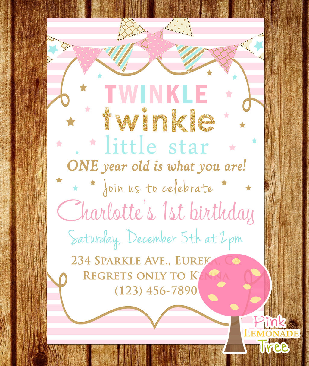 Best ideas about Twinkle Twinkle Little Star 1st Birthday Invitations
. Save or Pin Twinkle Twinkle Little Star Birthday Invitation Pink Gold Now.