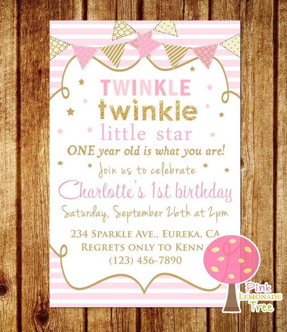 Best ideas about Twinkle Twinkle Little Star Birthday Invitations
. Save or Pin Twinkle Twinkle Little Star Birthday Invitation Pink and Gold Now.