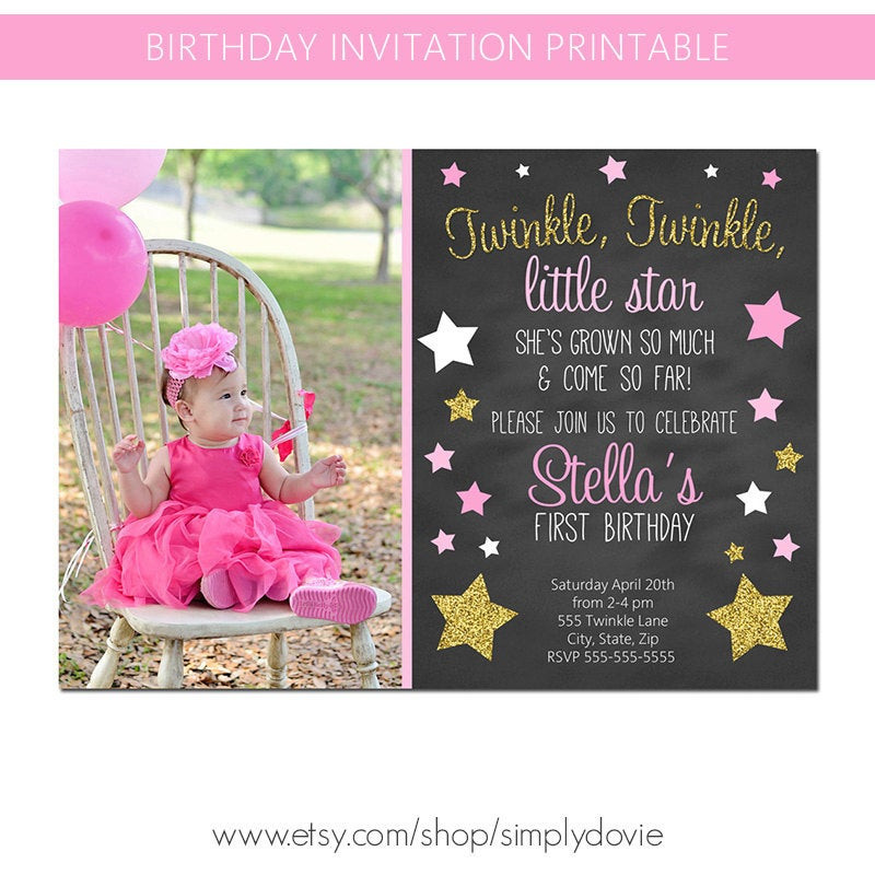 Best ideas about Twinkle Twinkle Little Star Birthday Invitations
. Save or Pin Twinkle Twinkle Little Star Chalkboard Invitation Birthday Now.