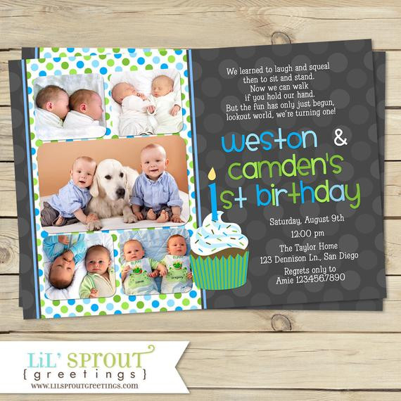Best ideas about Twins Birthday Invitations
. Save or Pin Twin First Birthday Invitation Boy Twin 1st Birthday Invite Now.
