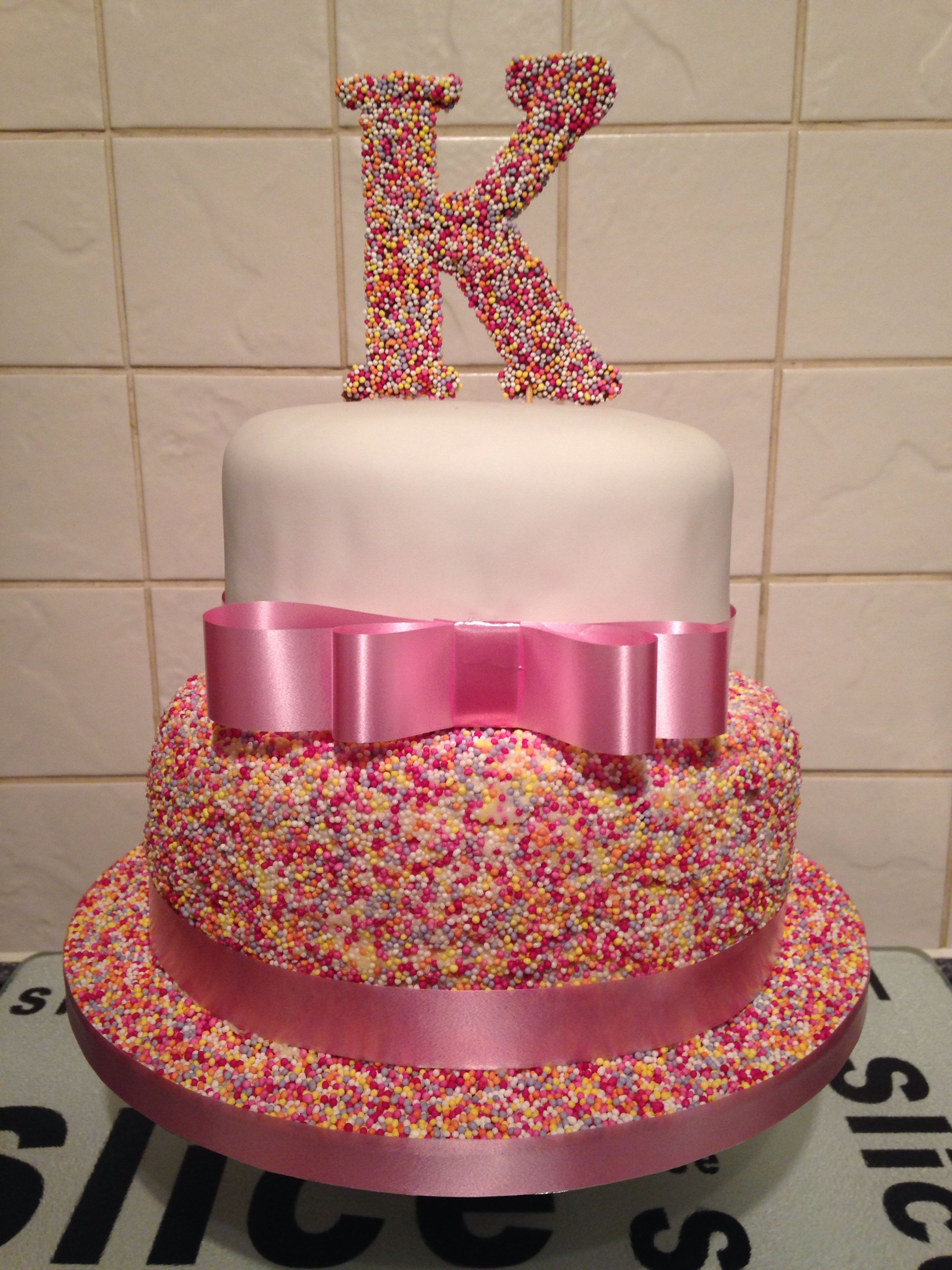 Best ideas about Two Tier Birthday Cake
. Save or Pin Girls 2 Tier Sprinkle 18th Birthday Cake Now.