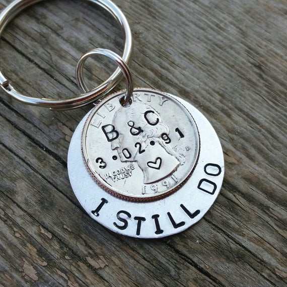 Best ideas about Unique 25Th Anniversary Gift Ideas
. Save or Pin personalized 25th anniversary keychain I still do Now.