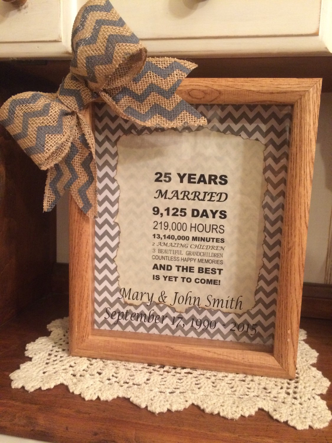 Best ideas about Unique 25Th Anniversary Gift Ideas
. Save or Pin Personalized 25th Wedding Anniversary Gift Years Months Now.