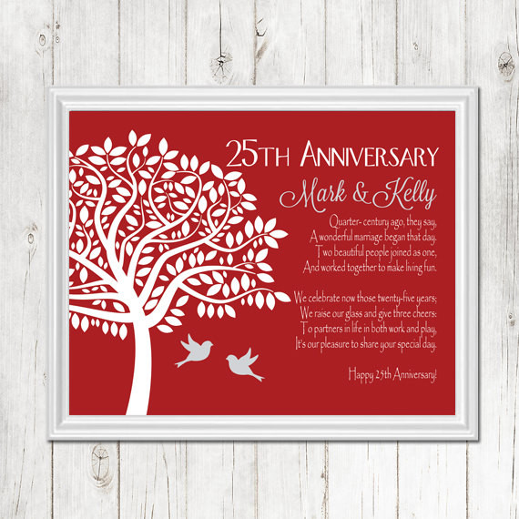Best ideas about Unique 25Th Anniversary Gift Ideas
. Save or Pin 25th ANNIVERSARY Gift Print Personalized Gift for Now.