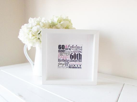 Best ideas about Unique 60th Birthday Gifts
. Save or Pin Personalized 60th Birthday Gift Framed Print Personalised Word Now.