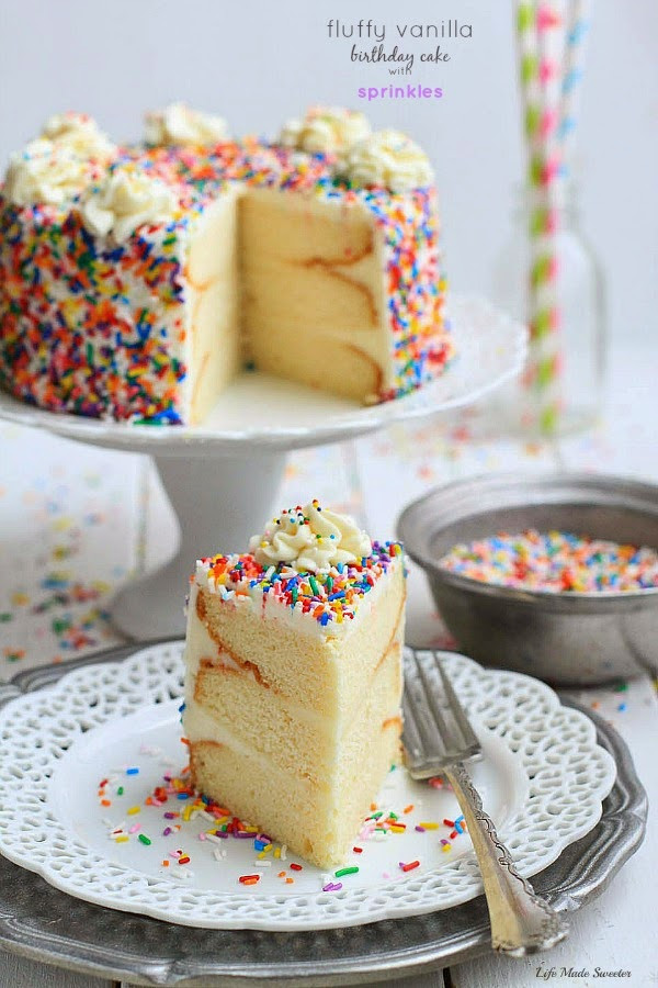 Best ideas about Vanilla Birthday Cake Recipe
. Save or Pin Fluffy Vanilla Birthday Cake with Sprinkles Life Made Now.