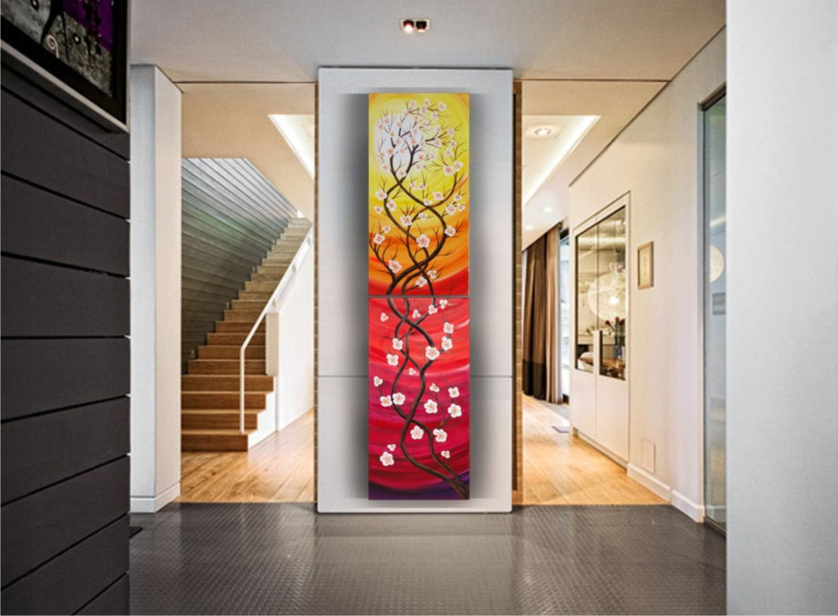 Best ideas about Vertical Wall Decor
. Save or Pin VERTICAL long painting 50x200cm Sunset landscape Cherry Now.